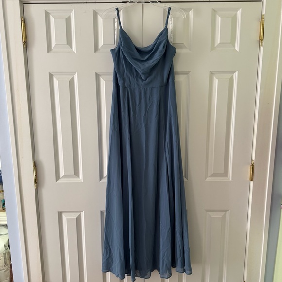 David's Bridal Steel Blue Cowl Neck Chiffon Dress with Slit is available  for purchase on au PAY Market - Imported Goods Online Store Co.Ltd. | au  PAY Market - Online Shopping Site